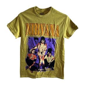 Nirvana Yellow Band Tee Shirt small‎ NWOT